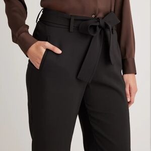 Women's Front Tie Black Ankle Pants - Large